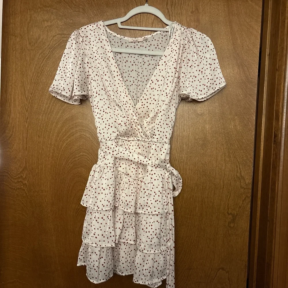 Miami White and Red Ruffle Mini Dress - Picture 1 of 3